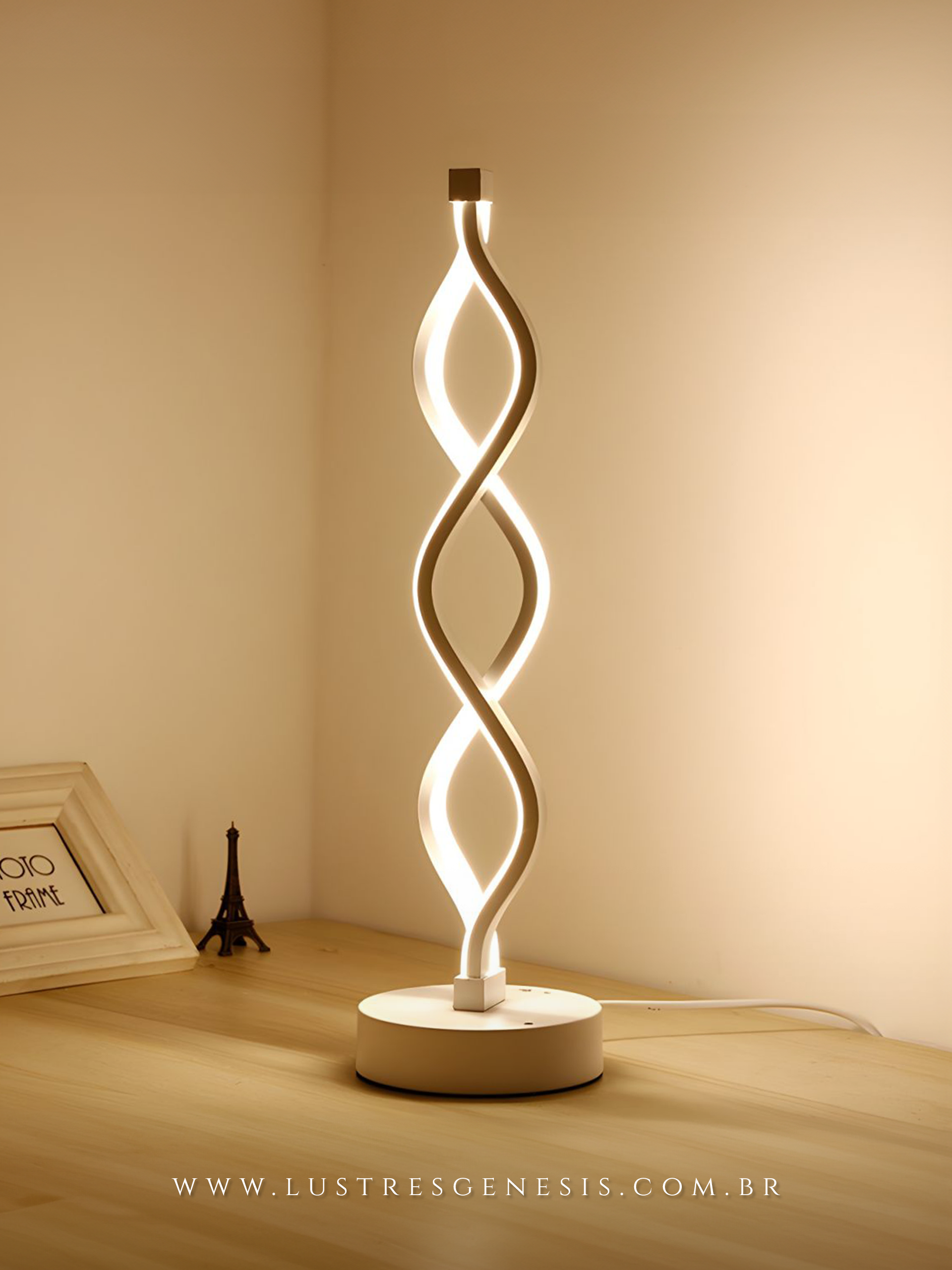 Luminária de Mesa Moderna de LED Genoma DNA Branco